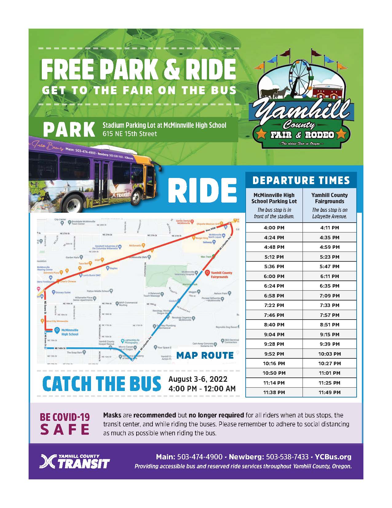 Yamhill County Fair Park & Ride Schedule Yamhill County Transit