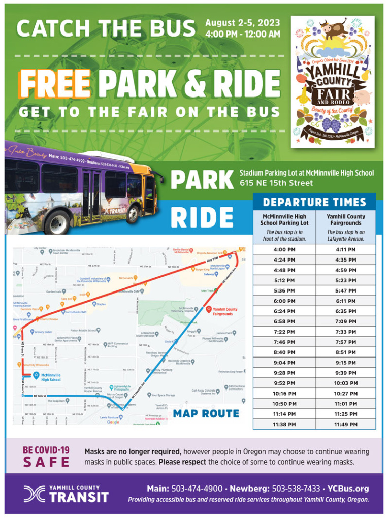 Catch The Bus to the Yamhill County Fair - Park & Ride Schedule